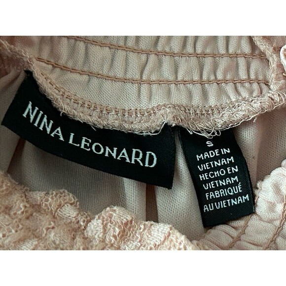NINA LEONARD Lace Dress Trapeze Mock Neck Pink Rose Small Long Sleeve NWT Shift - Picture 6 of 16